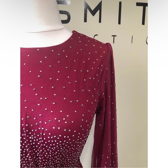 Burgundy Dress with Belt - Picture 4 of 16